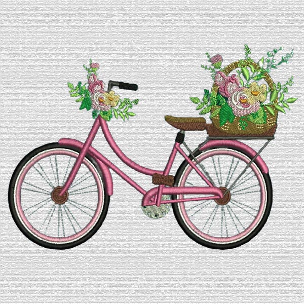 Cycle with Flower | Welcome To Nk Emb