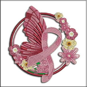 Pink Ribbon Butterfly Embroidery Designs shop.nkemb.com