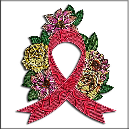 Pink Ribbon Flowers Embroidery Designs shop.nkemb.com